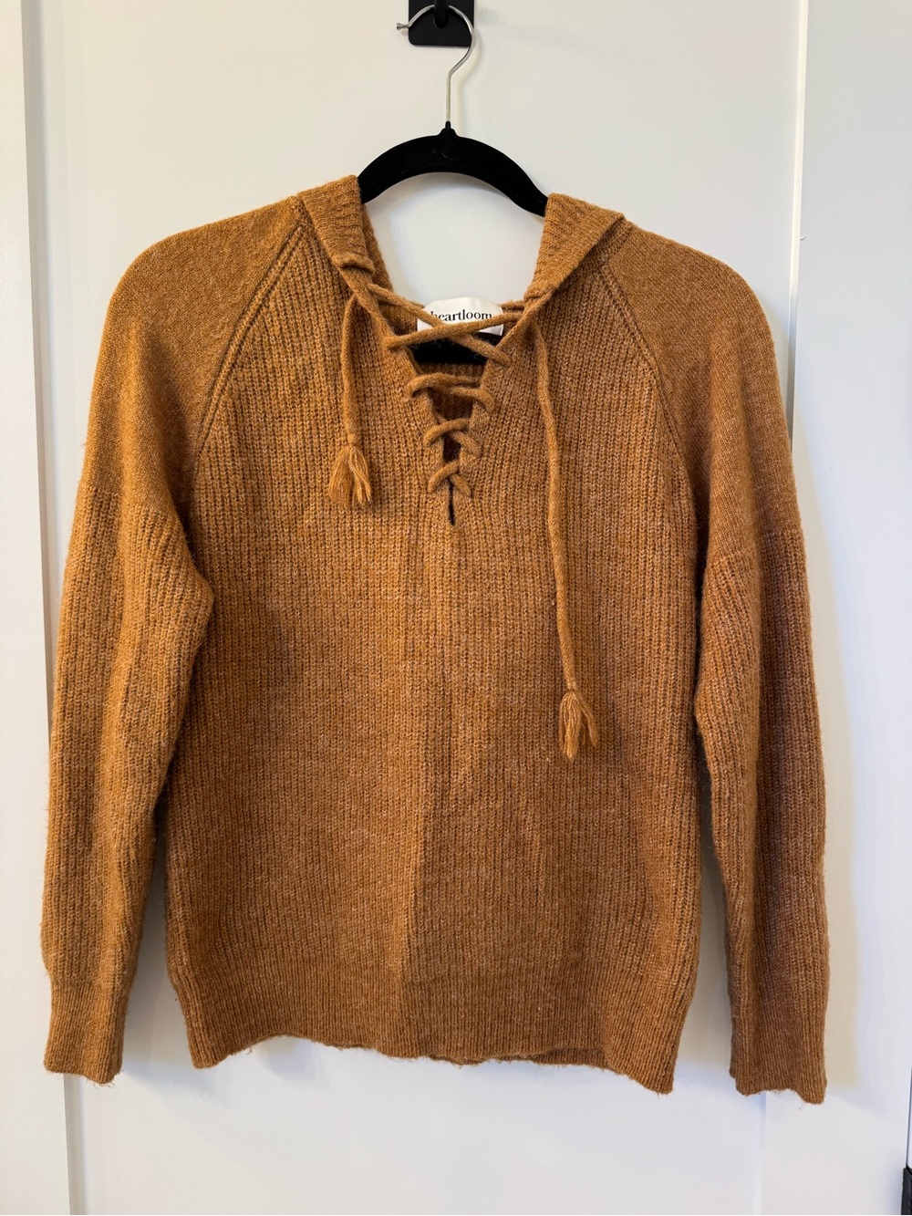 Heartloom Lace-Up V-Neck Sweater - Rust